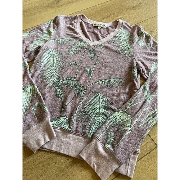 Wildfox Palm Tree V Neck Pullover‎ Top Mauve Pink Women's Size Small - Picture 5 of 5